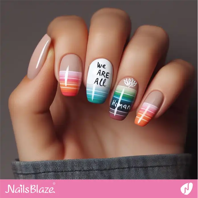 We Are All Human Gradient Nails | Pride | LGBTQIA2S+ Nails - NB2089